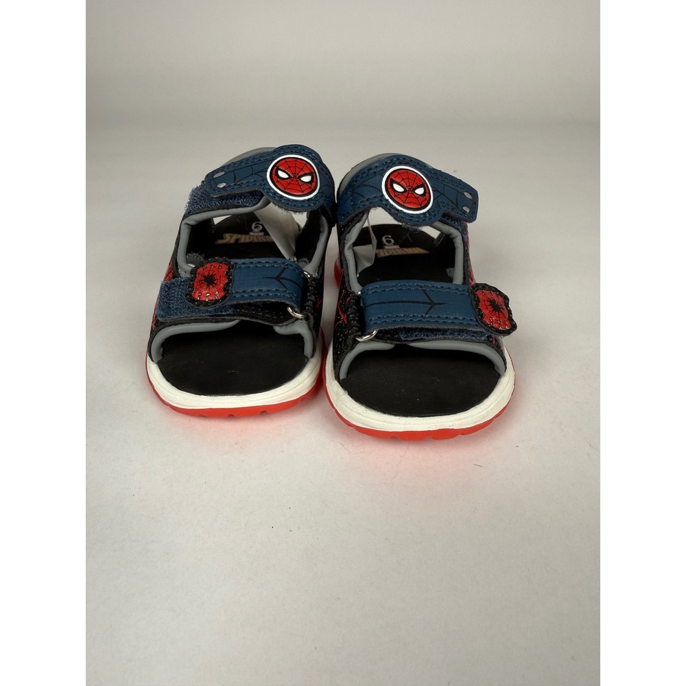Marvel Spiderman Toddler Boys Sandals Blue Red Hook Loop‎ Size 6
